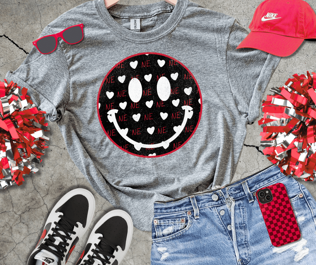 NEBRASKA Happy Face (Pick Your Color) - Tees &amp; Sweatshirts - The Red Rival
