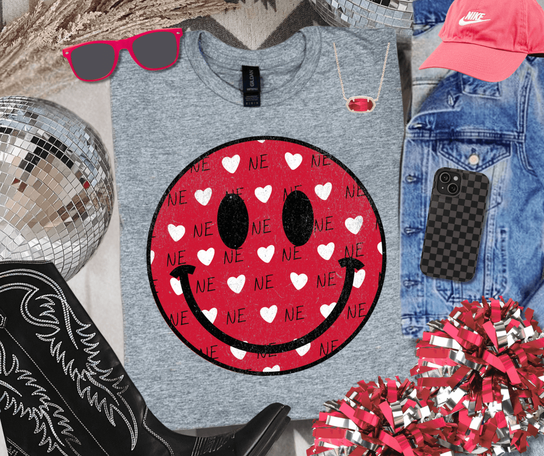 NEBRASKA Happy Face (Pick Your Color) - Tees &amp; Sweatshirts - The Red Rival