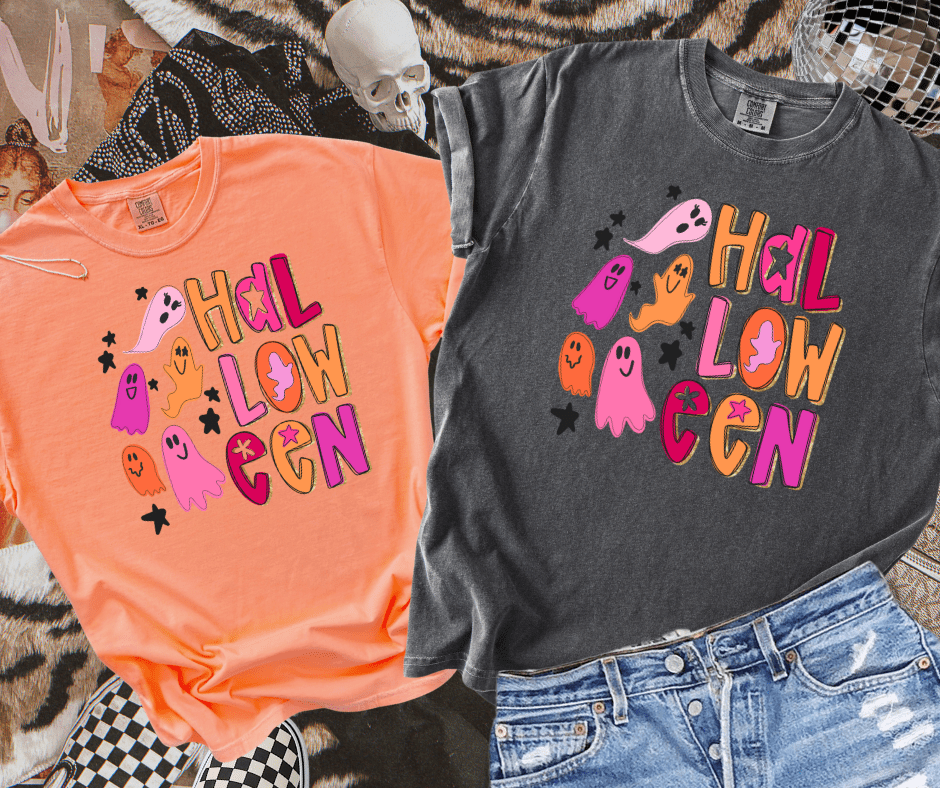 Neon Pink & Orange Halloween (Pick Your Tee Color) - Tees - The Red Rival