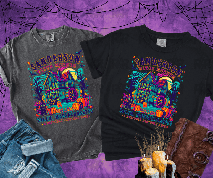 Neon Sanderson Witch Museum (Pick Your Tee Color) - Tees - The Red Rival
