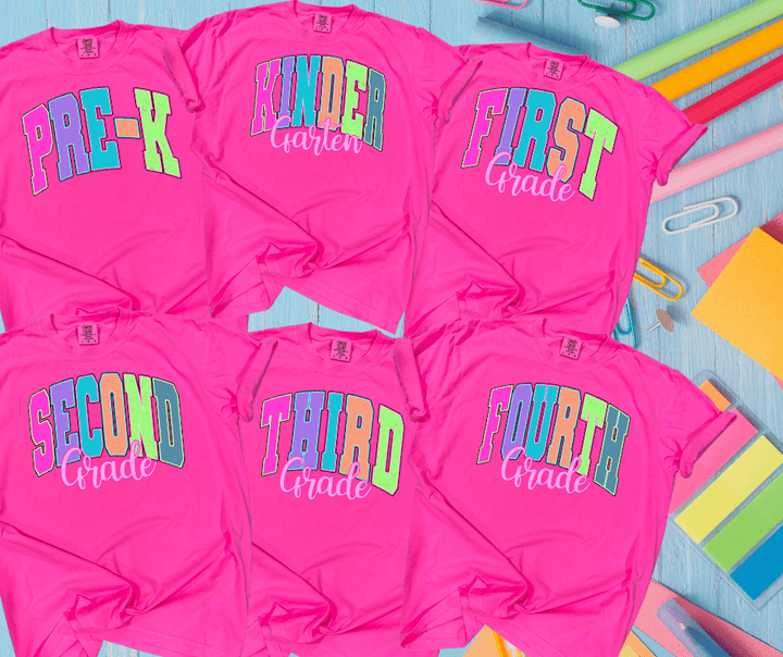 Neon Varsity Grade Levels (Pick your grade & tee color) - Graphic Tee - The Red Rival