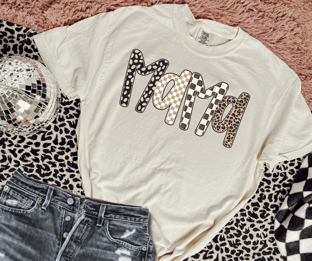 Neutral Patterned Mama Ivory Tee - Graphic Tee - The Red Rival