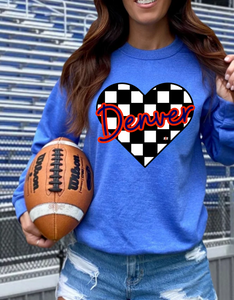 Denver Checkered Heart Forest Sweatshirt - The Red Rival