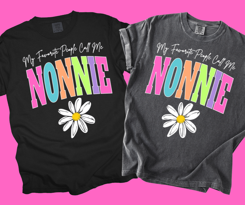 NONNIE - Multi - Color Varsity Letters (Pick your design & tee color) - Graphic Tee - The Red Rival