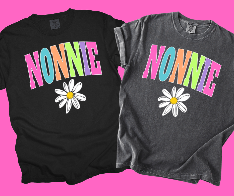 NONNIE - Multi - Color Varsity Letters (Pick your design & tee color) - Graphic Tee - The Red Rival