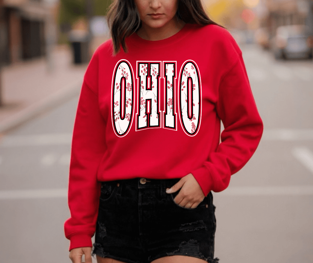 OHIO Floral Red Tee or Sweatshirt - Graphic Tee - The Red Rival