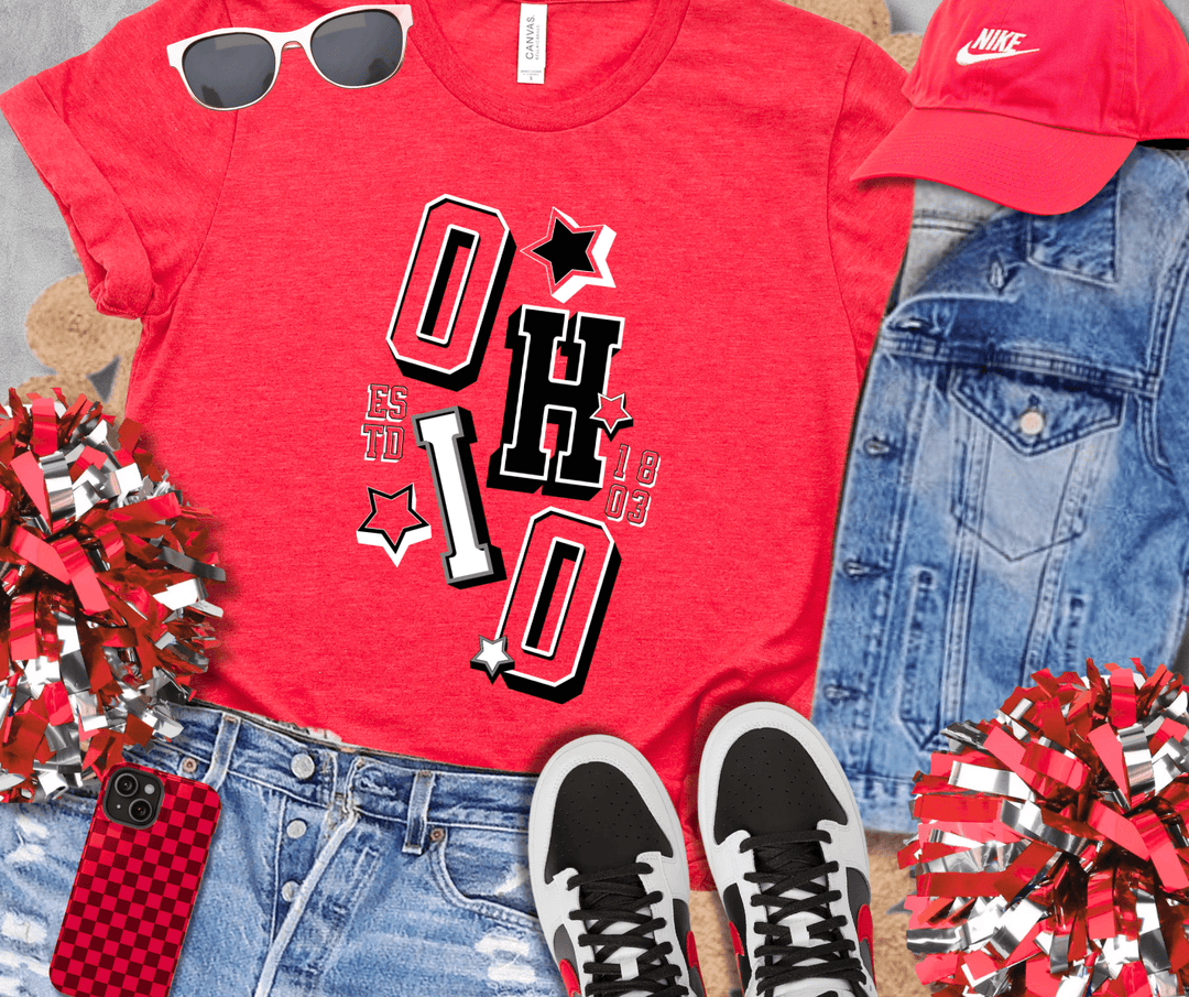 Ohio Wobbly Stack Stars Est. 1803 (Pick Your Tee Color) - Wholesale - The Red Rival