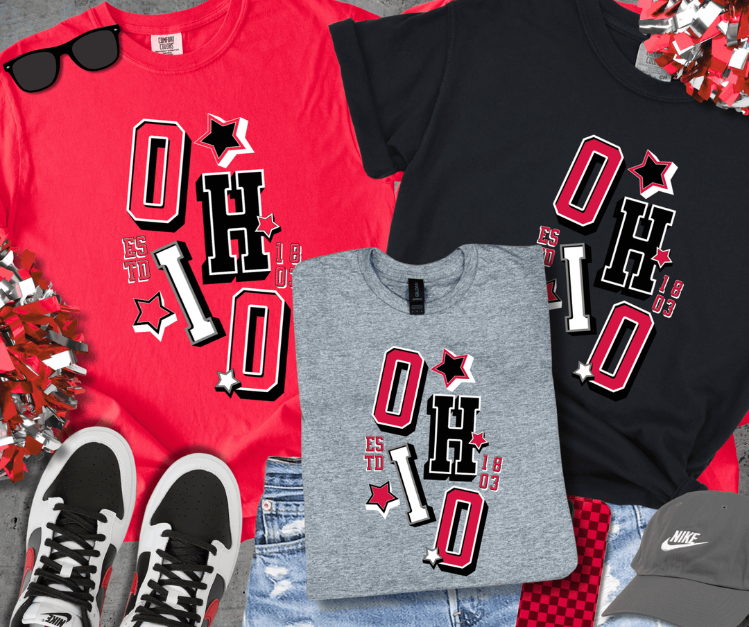Ohio Wobbly Stack Stars Est. 1803 (Pick Your Tee Color) - Wholesale - The Red Rival