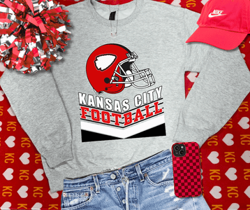 Old School Kansas City Football Sweatshirt or Tee - Wholesale - The Red Rival