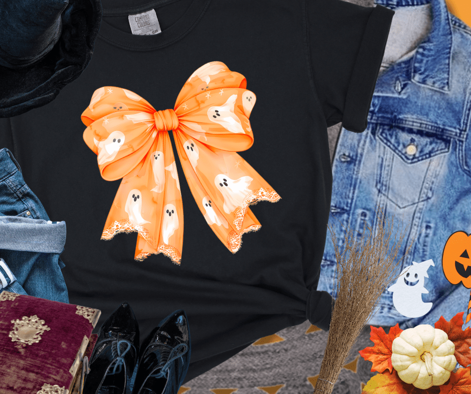 Orange Ghost Bow - Graphic Tee - The Red Rival