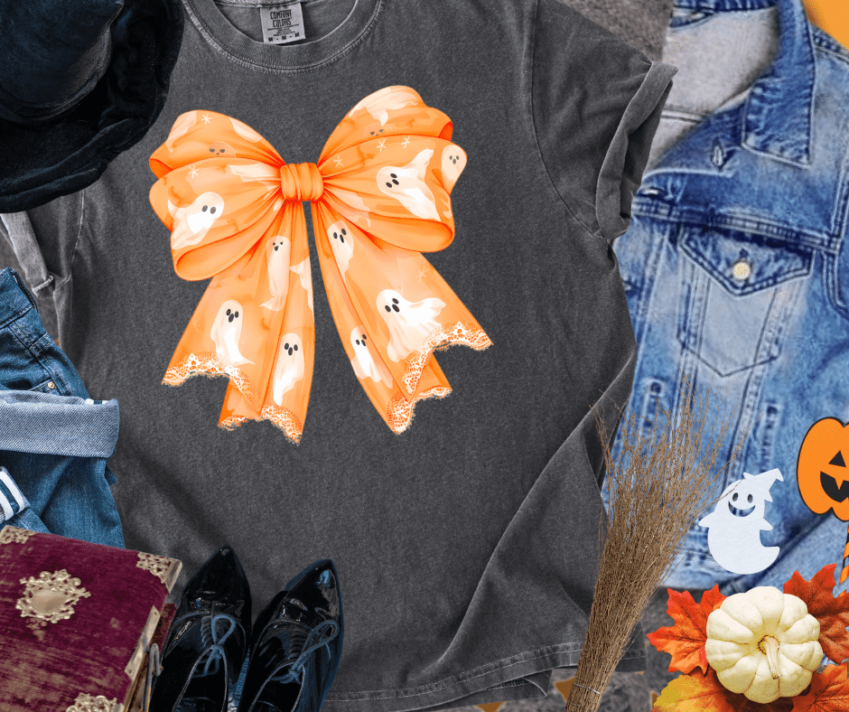 Orange Ghost Bow - Graphic Tee - The Red Rival