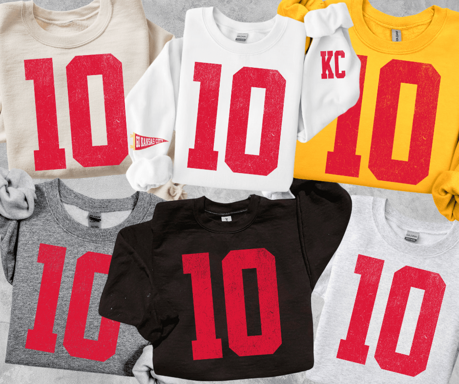 Oversized 10 - KC Pennant Sleeves (Pick Your Sweatshirt Color) - Graphic Tee - The Red Rival