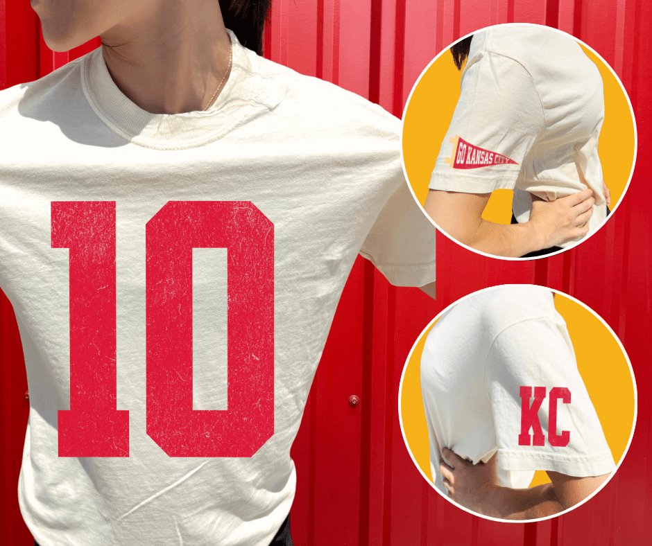 Oversized 10 - KC Pennant Sleeves (Pick Your Tee Color) - Graphic Tee - The Red Rival