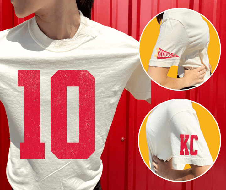 Oversized 10 - KC Pennant Sleeves (Pick Your Tee Color) - Graphic Tee - The Red Rival