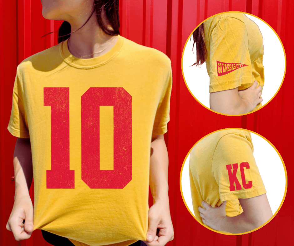 Oversized 10 - KC Pennant Sleeves (Pick Your Tee Color) - Graphic Tee - The Red Rival
