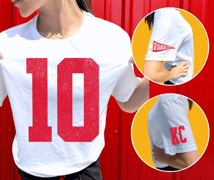 Oversized 10 - KC Pennant Sleeves (Pick Your Tee Color) - Graphic Tee - The Red Rival