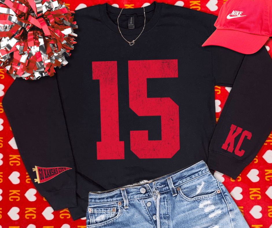 Oversized 15 - KC Pennant Sleeves (Pick Your Color) - Graphic Tee - The Red Rival