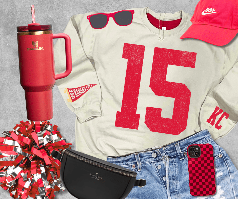 Oversized 15 - KC Pennant Sleeves (Pick Your Sweatshirt Color) - Graphic Tee - The Red Rival