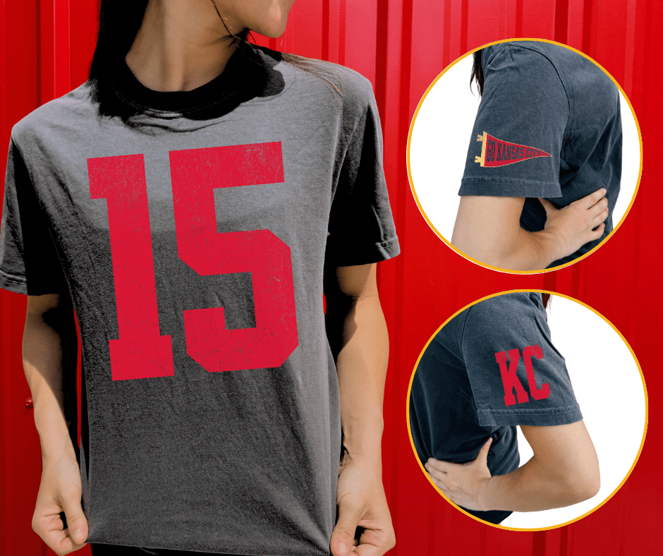 Oversized 15 - KC Pennant Sleeves (Pick Your Tee Color) - Graphic Tee - The Red Rival