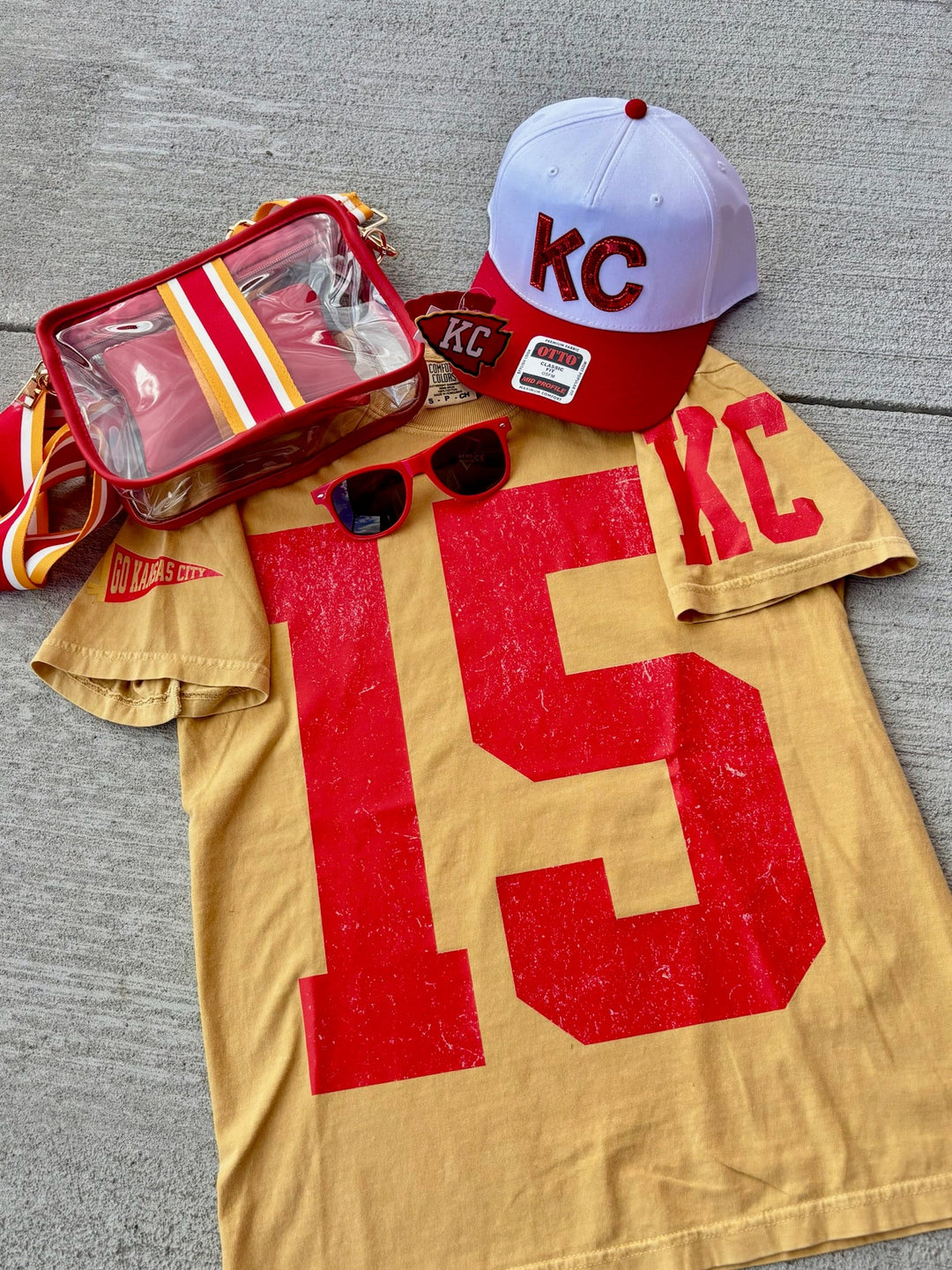 Oversized 15 - KC Pennant Sleeves (Pick Your Tee Color) - Graphic Tee - The Red Rival