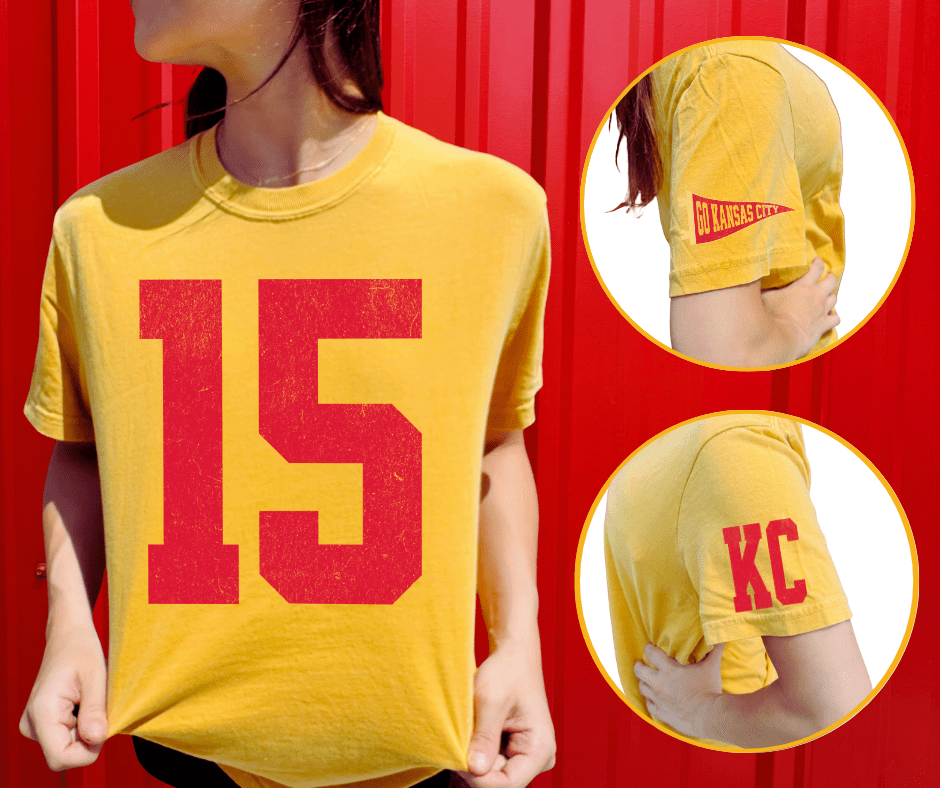 Oversized 15 - KC Pennant Sleeves (Pick Your Tee Color) - Graphic Tee - The Red Rival