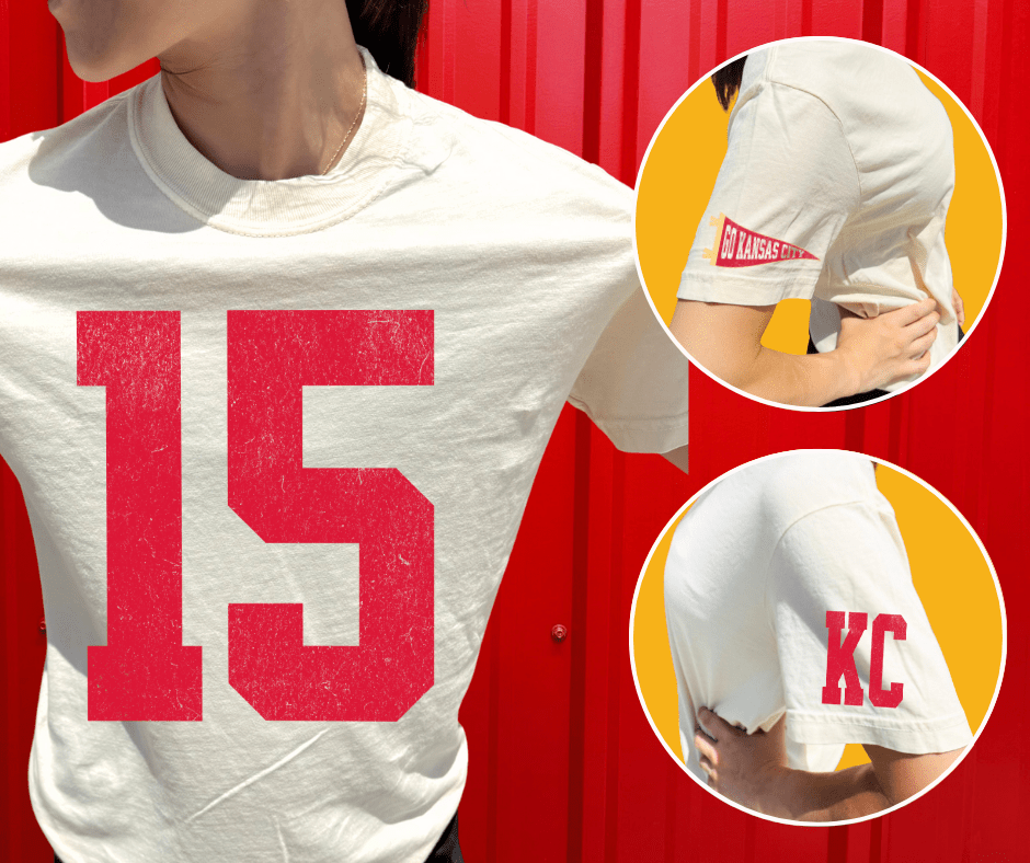 Oversized 15 - KC Pennant Sleeves (Pick Your Tee Color) - Graphic Tee - The Red Rival