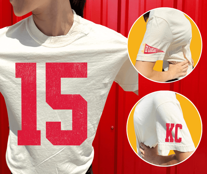 Oversized 15 - KC Pennant Sleeves (Pick Your Tee Color) - Graphic Tee - The Red Rival