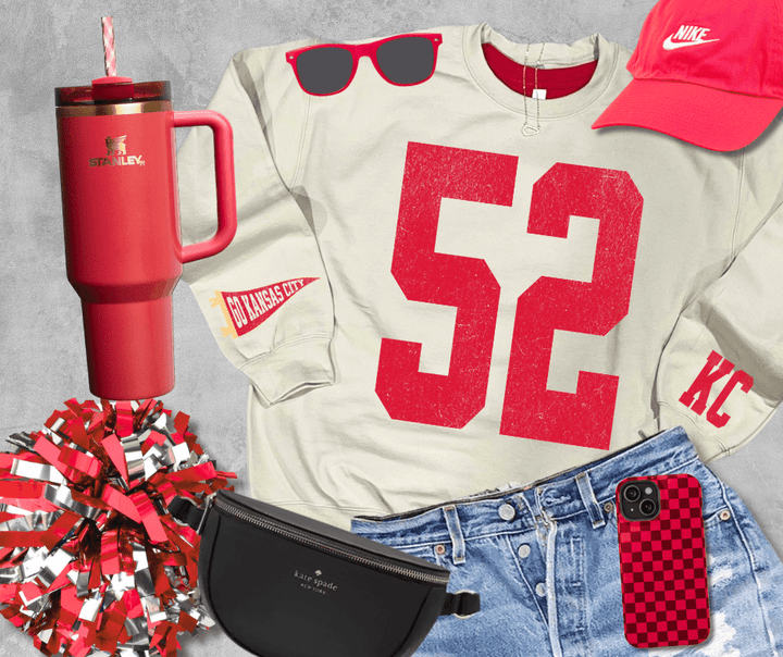 Oversized 52 - KC Pennant Sleeves (Pick Your Sweatshirt Color) - Graphic Tee - The Red Rival