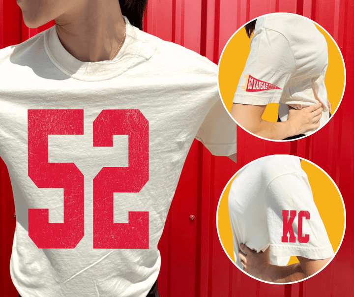 Oversized 52 - KC Pennant Sleeves (Pick Your Tee Color) - Graphic Tee - The Red Rival