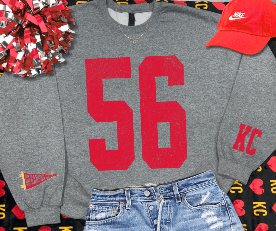 Oversized 56 - KC Pennant Sleeves (Pick Your Color) - Graphic Tee - The Red Rival