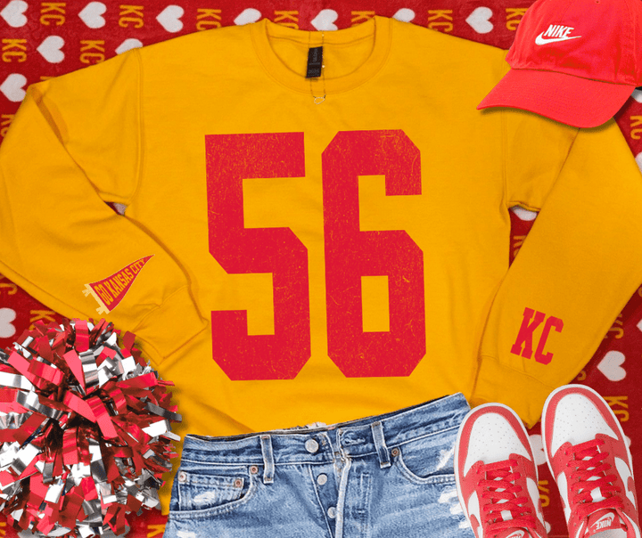 Oversized 56 - KC Pennant Sleeves (Pick Your Sweatshirt Color) - Graphic Tee - The Red Rival