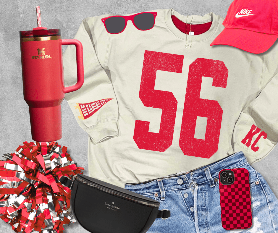 Oversized 56 - KC Pennant Sleeves (Pick Your Sweatshirt Color) - Graphic Tee - The Red Rival