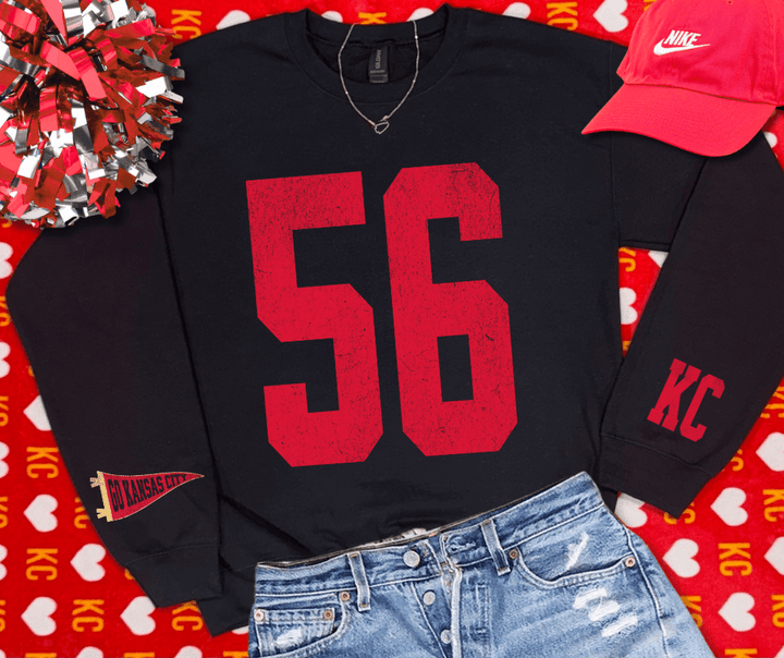 Oversized 56 - KC Pennant Sleeves (Pick Your Sweatshirt Color) - Graphic Tee - The Red Rival