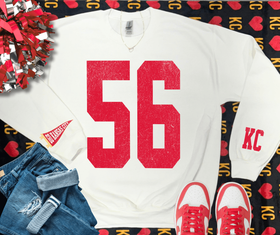 Oversized 56 - KC Pennant Sleeves (Pick Your Sweatshirt Color) - Graphic Tee - The Red Rival