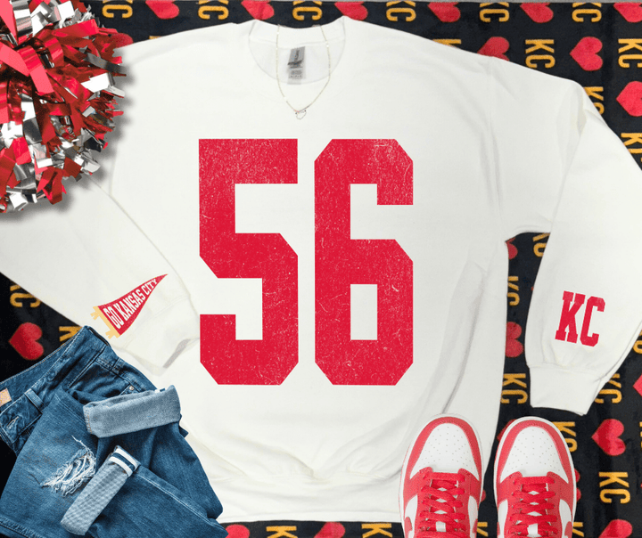 Oversized 56 - KC Pennant Sleeves (Pick Your Sweatshirt Color) - Graphic Tee - The Red Rival