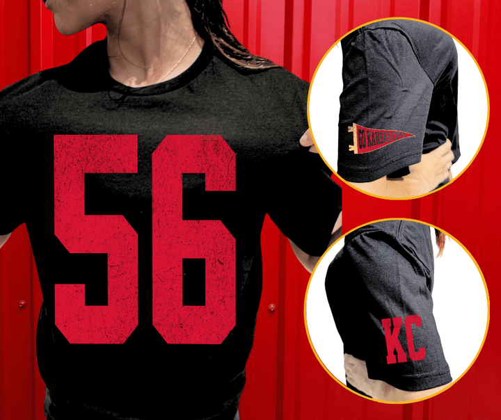 Oversized 56 - KC Pennant Sleeves (Pick Your Tee Color) - Graphic Tee - The Red Rival