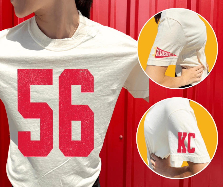 Oversized 56 - KC Pennant Sleeves (Pick Your Tee Color) - Graphic Tee - The Red Rival