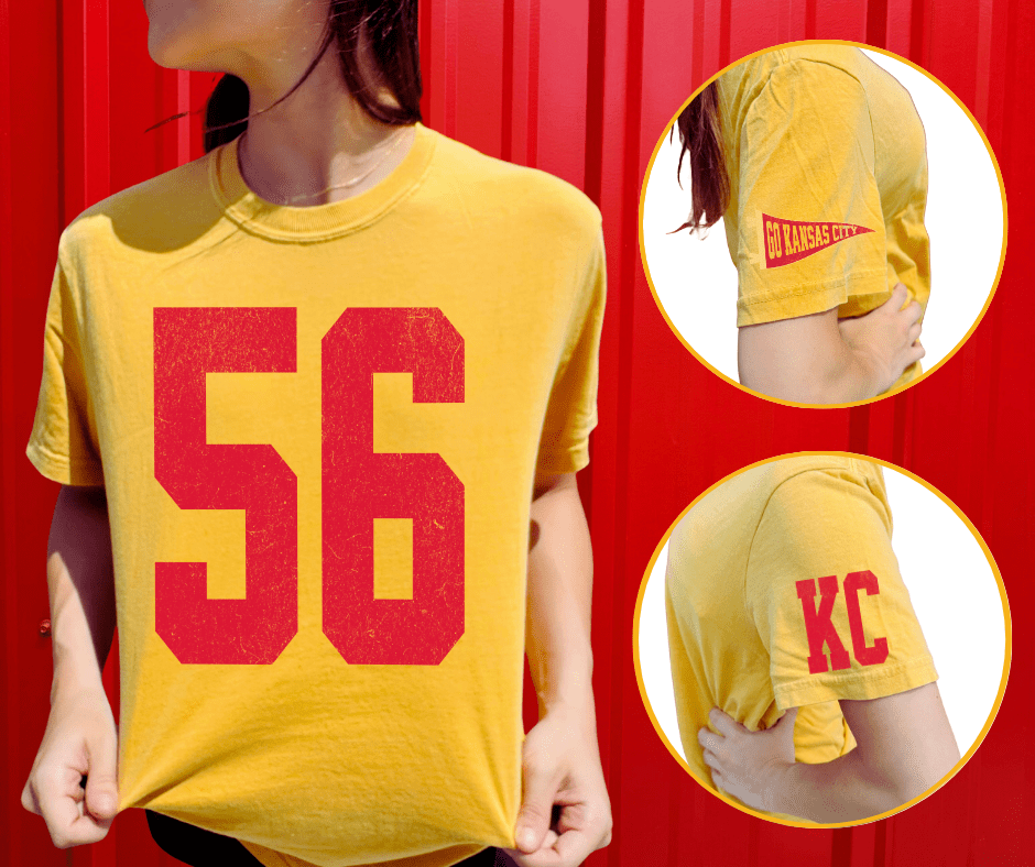 Oversized 56 - KC Pennant Sleeves (Pick Your Tee Color) - Graphic Tee - The Red Rival