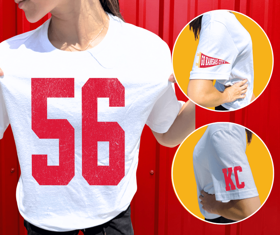 Oversized 56 - KC Pennant Sleeves (Pick Your Tee Color) - Graphic Tee - The Red Rival