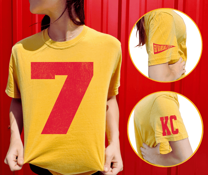 Oversized 7 - KC Pennant Sleeves (Pick Your Tee Color) - Graphic Tee - The Red Rival