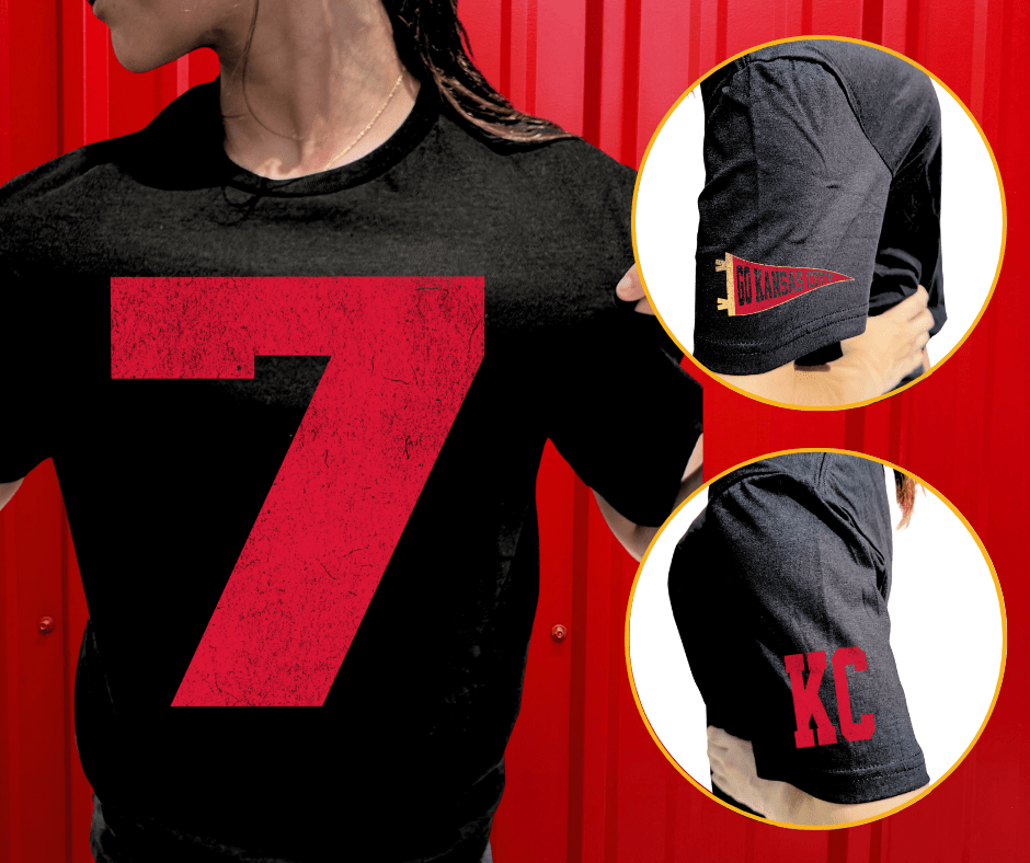Oversized 7 - KC Pennant Sleeves (Pick Your Tee Color) - Graphic Tee - The Red Rival