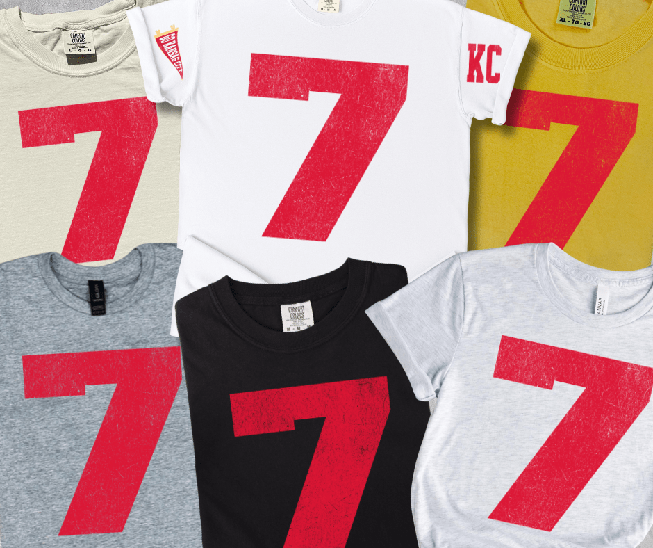 Oversized 7 - KC Pennant Sleeves (Pick Your Tee Color) - Graphic Tee - The Red Rival