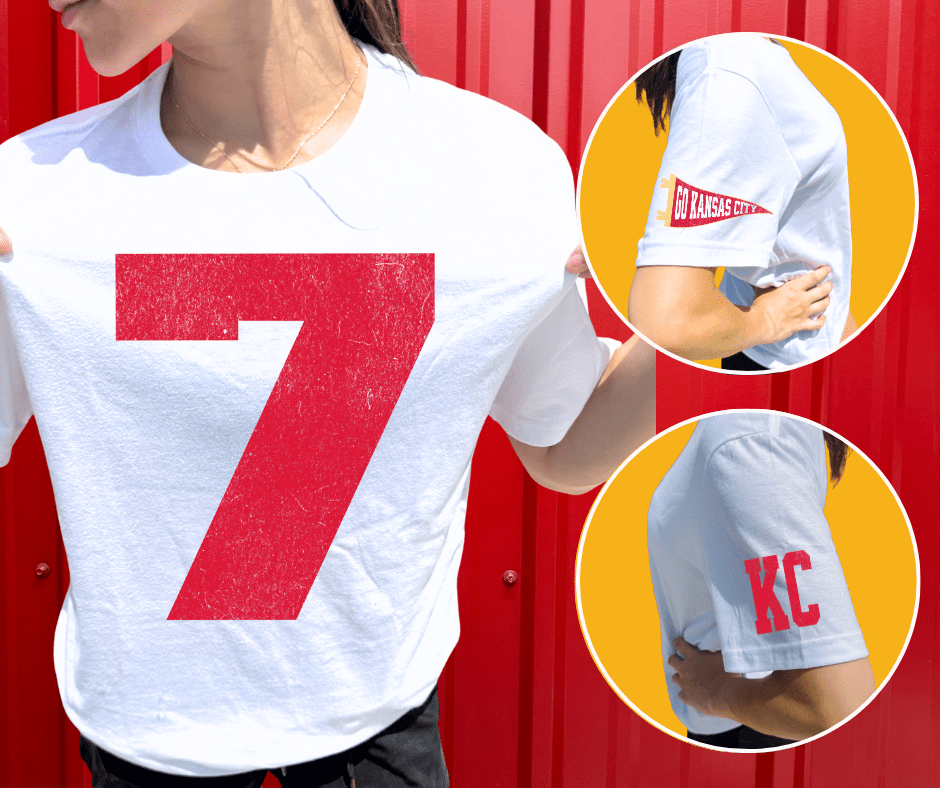 Oversized 7 - KC Pennant Sleeves (Pick Your Tee Color) - Graphic Tee - The Red Rival