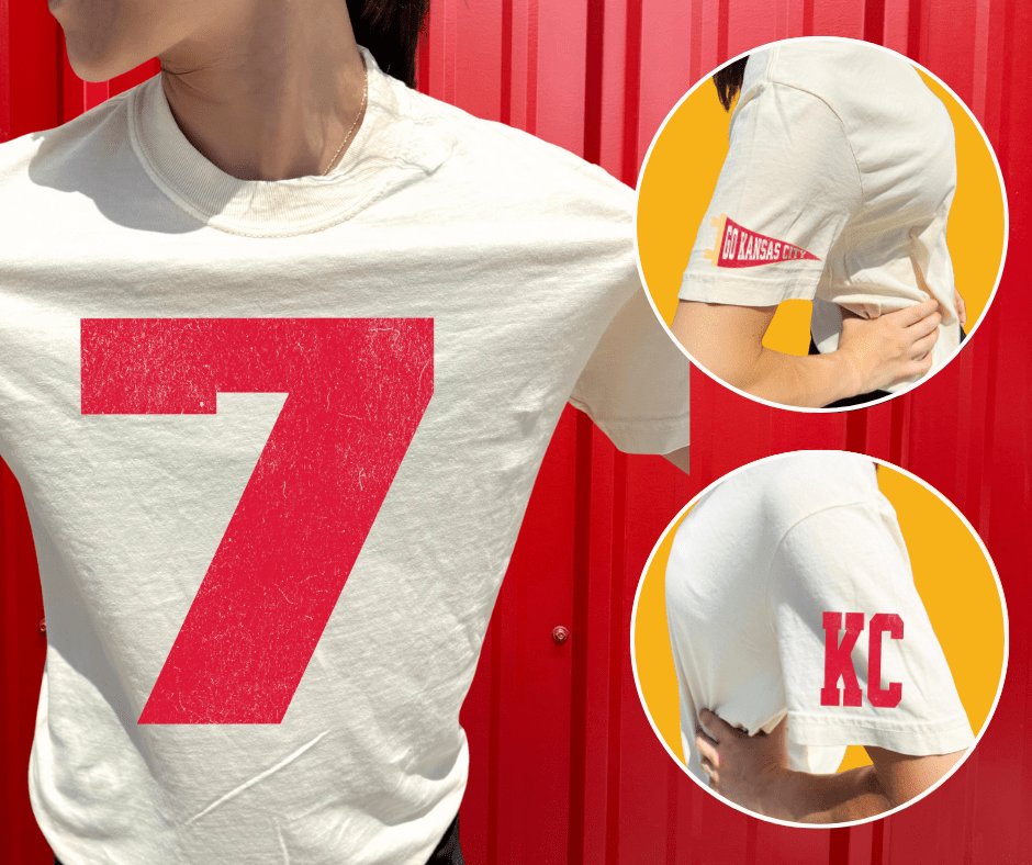 Oversized 7 - KC Pennant Sleeves (Pick Your Tee Color) - Graphic Tee - The Red Rival