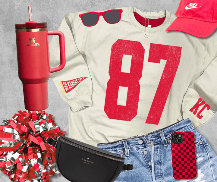 Oversized 87 - KC Pennant Sleeves (Pick Your Color) - Graphic Tee - The Red Rival