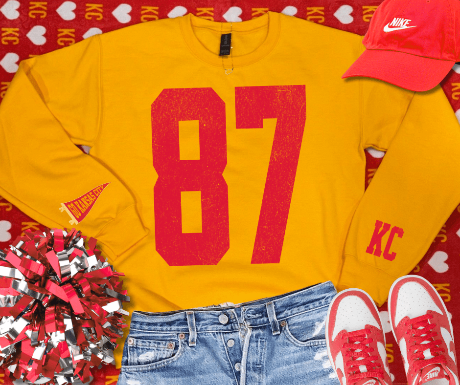 Oversized 87 - KC Pennant Sleeves (Pick Your Sweatshirt Color) - Graphic Tee - The Red Rival