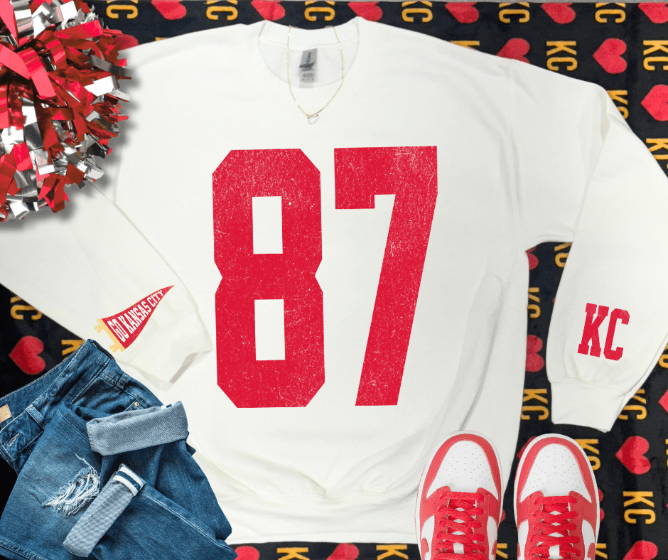 Oversized 87 - KC Pennant Sleeves (Pick Your Sweatshirt Color) - Graphic Tee - The Red Rival