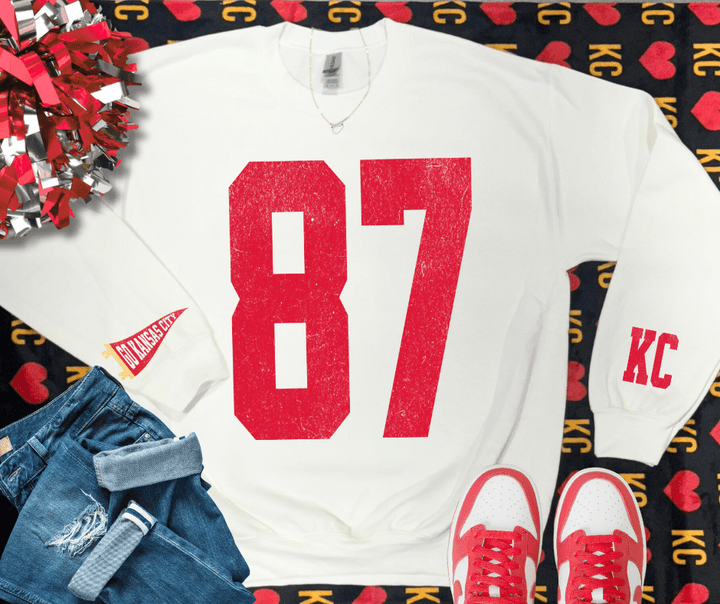 Oversized 87 - KC Pennant Sleeves (Pick Your Sweatshirt Color) - Graphic Tee - The Red Rival