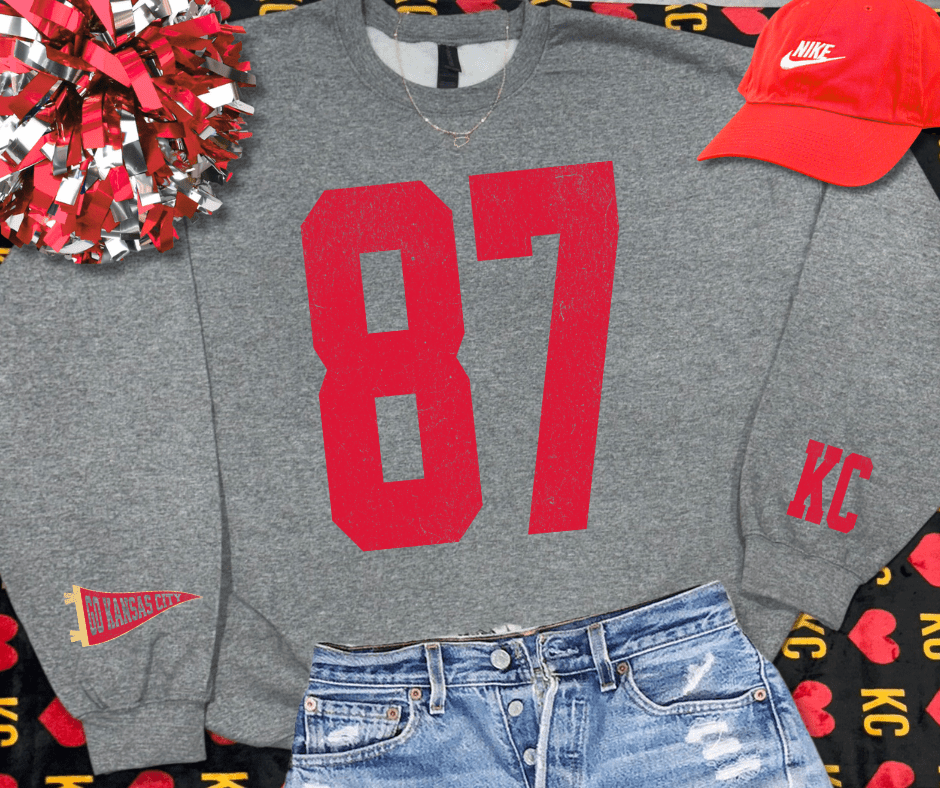 Oversized 87 - KC Pennant Sleeves (Pick Your Sweatshirt Color) - Graphic Tee - The Red Rival