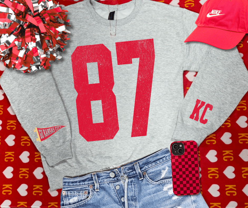 Oversized 87 - KC Pennant Sleeves (Pick Your Sweatshirt Color) - Graphic Tee - The Red Rival